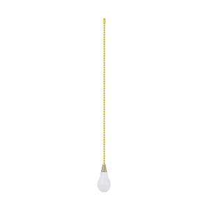 # 20501-21, 12" White Finish Wooden Knob Pull Chain with Metal Top in Polished Brass