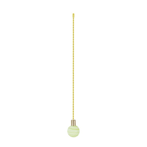 # 20510-21, 12" Light Green with Green Grain Glass Knob with Pull Chain in Copper