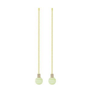 # 20510-22, 12" Light Green with Green Grain Glass Knob with Pull Chain in Copper, 2 Pack