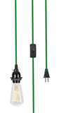 # 21027-x, One-Light Plug-In Vintage Style Hanging Socket Pendant Fixture with Black Socket and 15 feet of Textile Cord and Rocker Switch