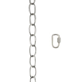# 21107-31,Steel 20 Feet Heavy Duty Chain & Quick Link Connector for Hanging Up Maximum Weight 40 Pounds-Lighting Fixture/Swag Light/Plant in Brushed Nickel.11 Gauge.