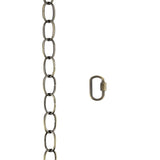 # 21107-51,Steel 20 Feet Heavy Duty Chain & Quick Link Connector for Hanging Up Maximum Weight 40 Pounds-Lighting Fixture/Swag Light/Plant in Antique Brass.11 Gauge.