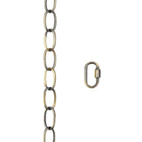 # 21108-51,Steel 6 Feet Heavy Duty Chain & Quick Link Connector for Hanging Up Maximum Weight 40 Pounds-Lighting Fixture/Swag Light/Plant in Antique Brass.11 Gauge.
