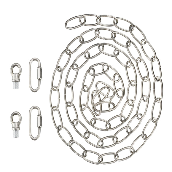 # 21109-31,Steel 6 Feet Heavy Duty Chain & Quick Link Connector for Hanging Up Maximum Weight 40 Pounds-Lighting Fixture/Swag Light/Plant in Brushed Nickel.11 Gauge.