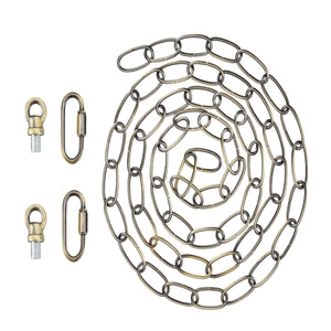 # 21109-51,Steel 6 Feet Heavy Duty Chain & Quick Link Connector for Hanging Up Maximum Weight 40 Pounds-Lighting Fixture/Swag Light/Plant in Antique Brass.11 Gauge.