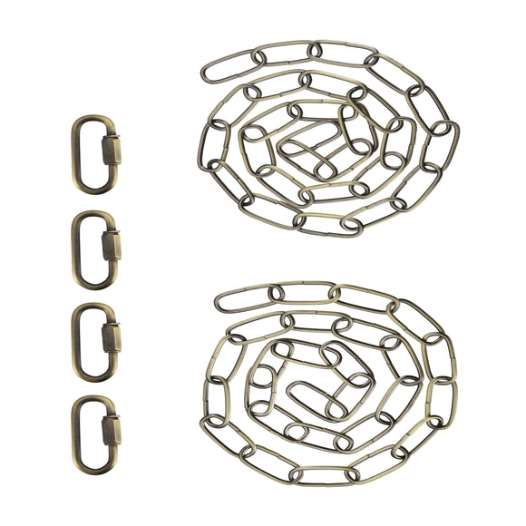 # 21111-51,Steel 3 Feet Heavy Duty Chain & Quick Link Connector for Hanging Up Maximum Weight 40 Pounds-Lighting Fixture/Swag Light/Plant in Antique Brass.11 Gauge.