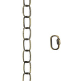 # 21111-51,Steel 3 Feet Heavy Duty Chain & Quick Link Connector for Hanging Up Maximum Weight 40 Pounds-Lighting Fixture/Swag Light/Plant in Antique Brass.11 Gauge.