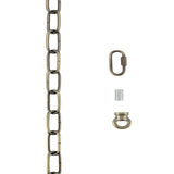 # 21115-51,Steel 10 Feet Heavy Duty Chain & Quick Link Connector for Hanging Up Maximum Weight 50 Pounds-Lighting Fixture/Swag Light/Plant in Antique Brass.9 Gauge.