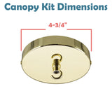 # 21510-3X Contemporary Chandelier Fixture Canopy Kit, 4-3/4" Diameter with Hook, 7/16" Center Hole, Brass Finish, 1 Sets/Pack