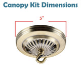 # 21514-2X Traditional Fixture Canopy Kit, 5" Diameter with Hook, 7/16" Center Hole, Antique Brass, 1 Sets/Pack
