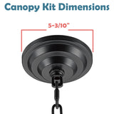 # 21520-1X Transitional Fixture Canopy Kit, 5-1/4" Diameter with Collar Loop, 1" Center Hole, Matte Black, 6Ft Heavy Chain, 1 Sets/Pack