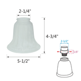 # 23008-4 Transitional Style Replacement Bell Shaped Faux Alabaster Glass Shade, 2 1/4" Fitter Size, 4 3/4" high x 5 1/2" diameter, 4 Pack