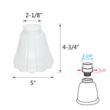 # 23011-4 Transitional Style Replacement Bell Shaped Frosted Ribbed Glass Shade, 2 1/8" Fitter Size, 4 3/4" high x 5" diameter, 4 Pack