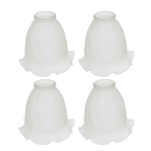 # 23017-4 Transitional Style Replacement Frosted Floral Glass Shade, 2 1/8" Fitter Size, 5 1/4" high x 5 1/8" diameter, 4 Pack