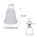 # 23022-4 Transitional Style Replacement Bell Shaped Frosted Ribbed Glass Shade, 2 1/4" Fitter Size, 4 1/2" high x 4 3/4" diameter, 4 Pack