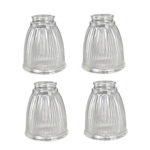 # 23025-4 Transitional Style Replacement Bell Shaped Clear Ribbed Glass Shade, 2 1/4" Fitter Size, 5" high x 4 1/4" diameter, 4 Pack