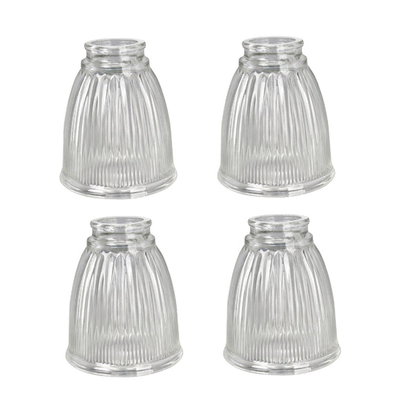 # 23025-4 Transitional Style Replacement Bell Shaped Clear Ribbed Glass Shade, 2 1/4