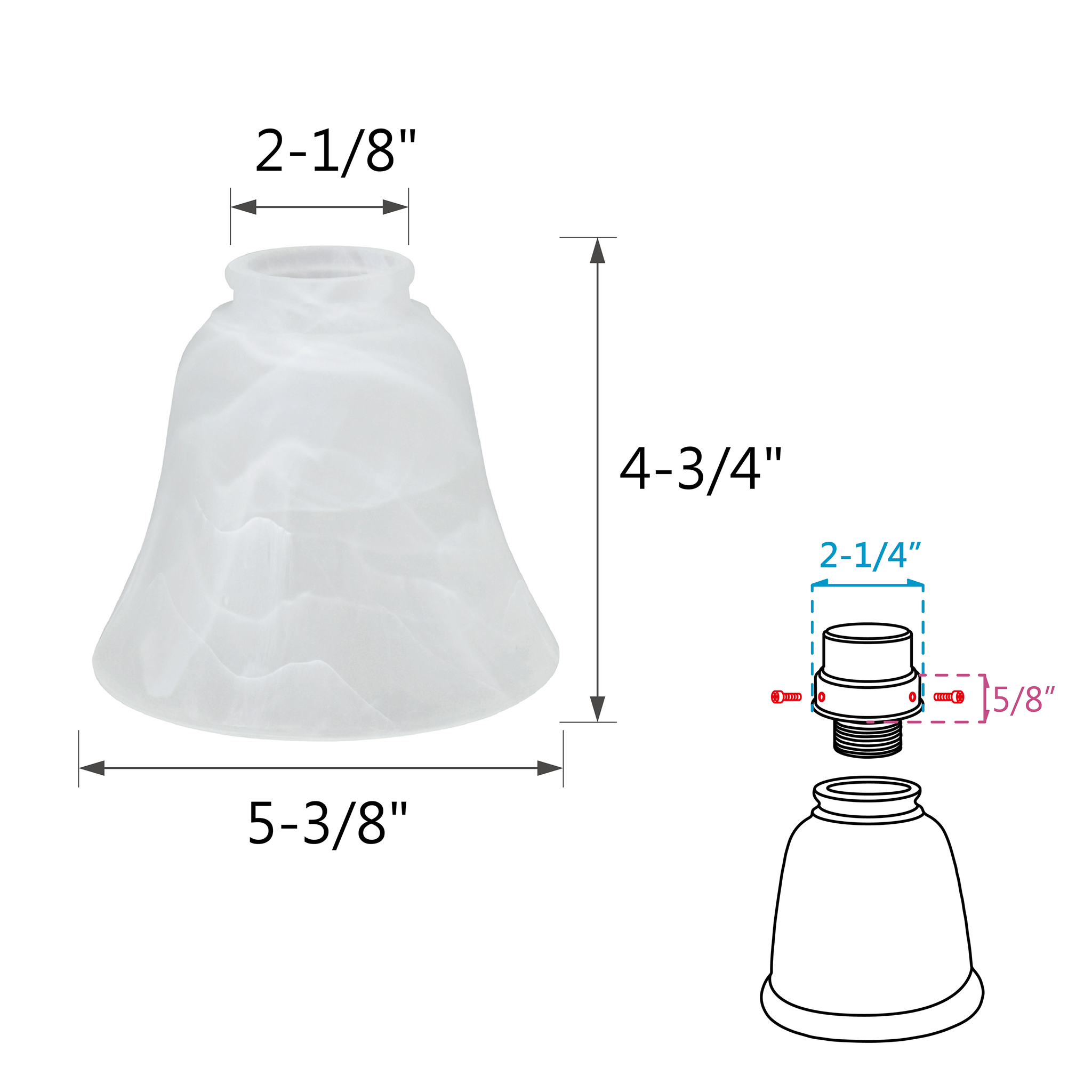 23027-4 Transitional Style Replacement Bell Shaped Alabaster Glass