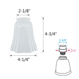 # 23028-4 Transitional Style Replacement Cut Corner Bell Shaped Frosted Glass Shade, 2 1/8" Fitter Size, 4 3/4" high x 4 1/4" diameter, 4 Pack