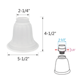 # 23033-4 Transitional Style Replacement Bell Shaped Frosted Glass Shade, 2 1/4" Fitter Size, 4 1/2" high x 5 1/2" diameter, 4 Pack