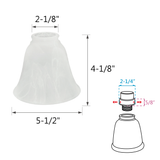 # 23044-4 Transitional Style Bell Shaped Frosted Replacement Glass Shade, 2-1/8" Fitter Size, 4-3/4" high x 5-1/2" diameter, 4 Pack