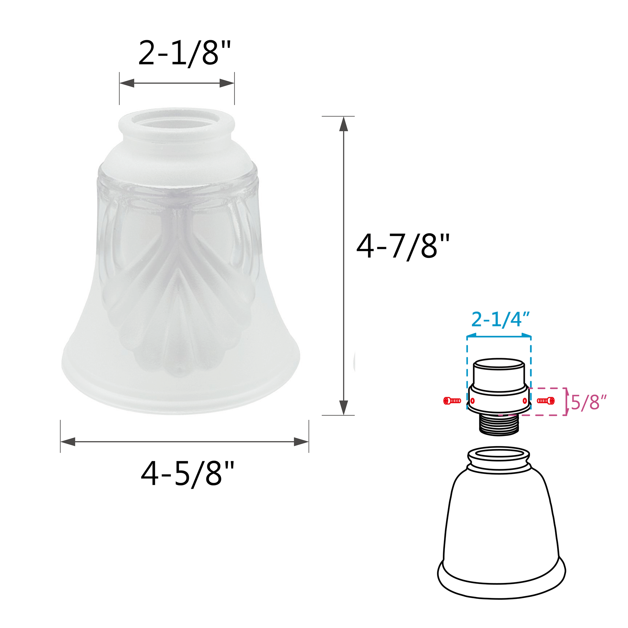 23060-4 Clear & Frosted Transitional Style Replacement Glass Shade