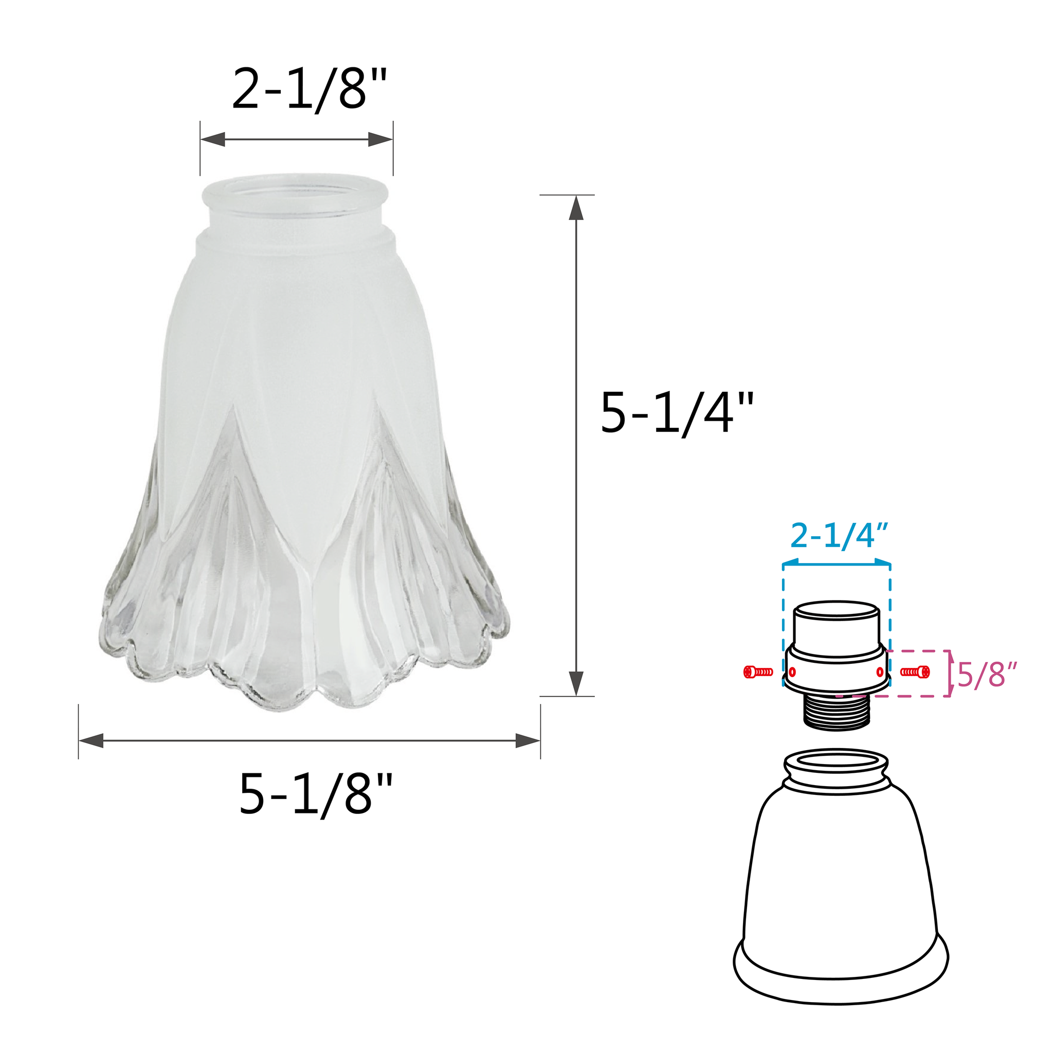 23077-4 Clear & Frosted Transitional Style Replacement Glass Shade