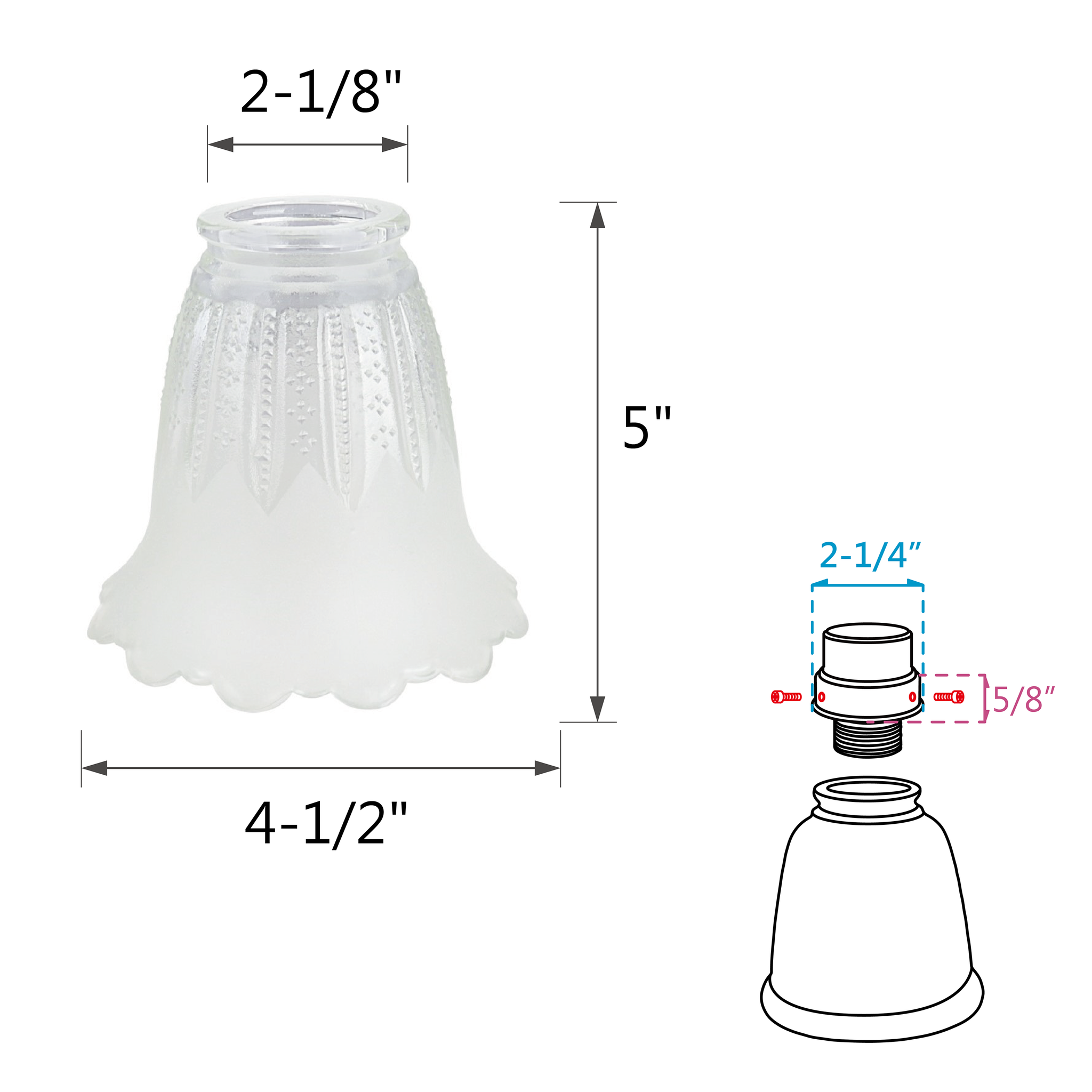 23078-4 Clear & Frosted Transitional Style Replacement Glass Shade
