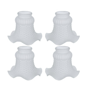 # 23097-4 Transitional Style Replacement Floral Shaped Frosted Glass Shade, 2-1/8" Fitter Size, 4 1/8" high x 4 3/4" diameter, 4 Pack