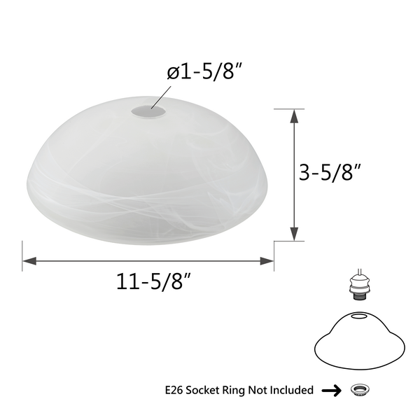 23099-11 Alabaster Contemporary Glass Shade for Medium Base Socket