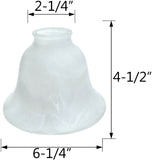 # 23106-4 Transitional Faux Alabaster Bell Shaped Ceiling Fan Replacement Glass Shade, 2-1/4" Fitter, 6-1/4" Diameter x 4-1/2" Height, 4 Pack