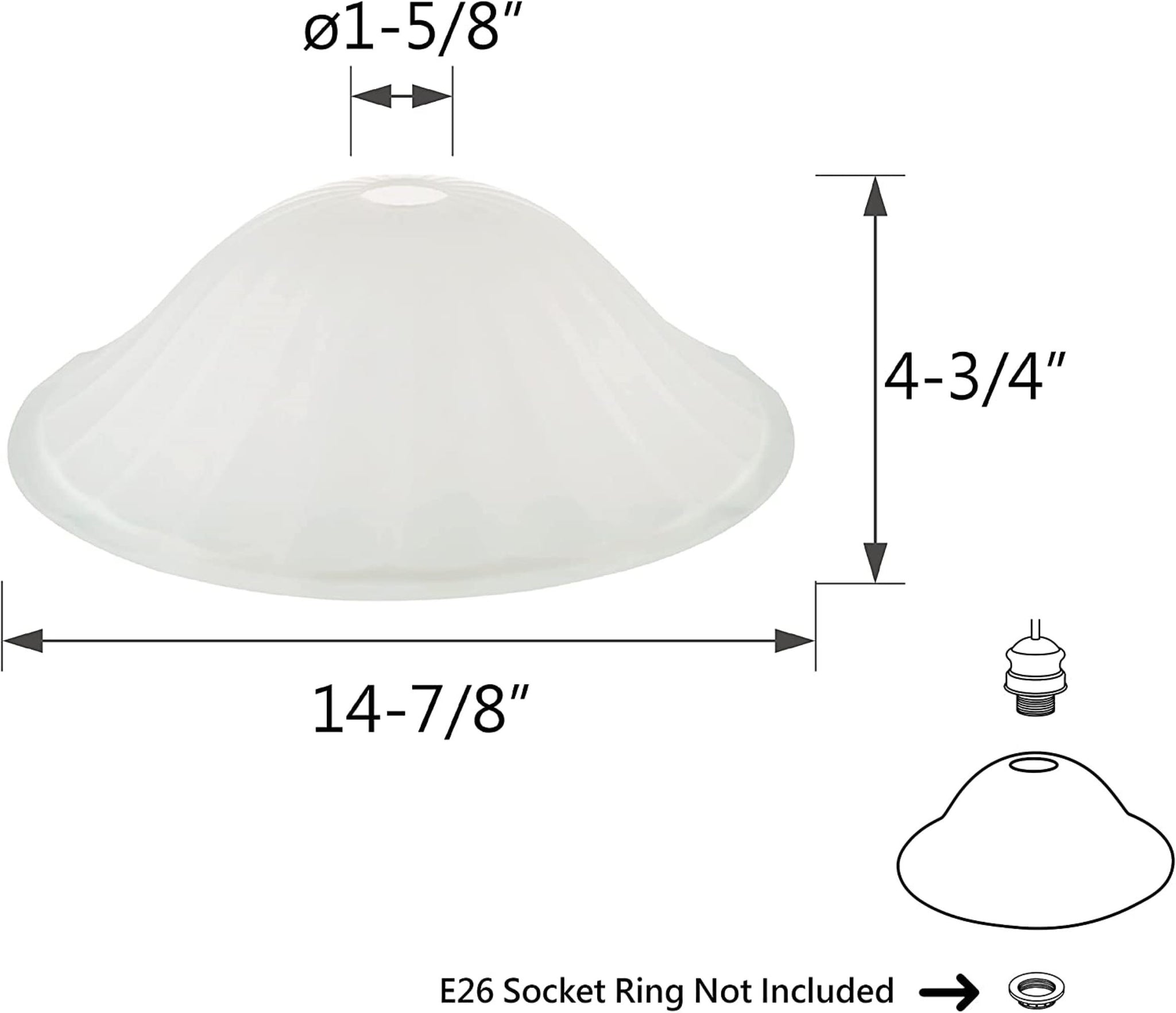 23117-01, Frosted Glass Shade for Medium Base Socket Torchiere
