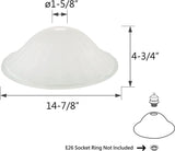 # 23117-01, Frosted Glass Shade for Medium Base Socket Torchiere Lamp, Swag Lamp and Pendant,14-7/8" Diameter x 4-3/4" Height.