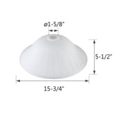 # 23132-11, Frosted w/ White Paint Inside Traditional Glass Shade for Medium Base Socket Torchiere Lamp, Swag Lamp and Pendant,15-3/4" Diameter x 5-1/2" Height.