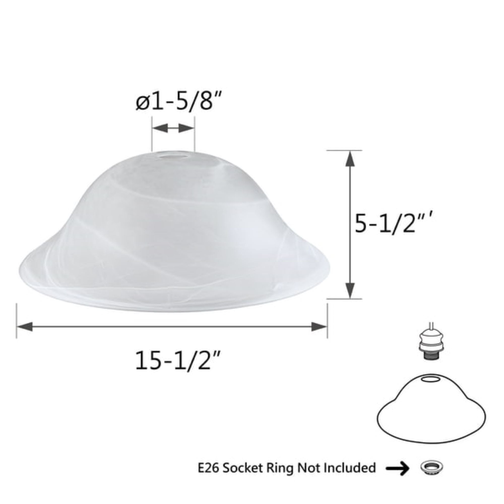 23140-11, Etched Alabaster Glass Shade for Medium Base Socket