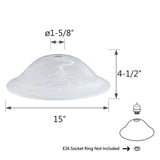 # 23142-11, Alabaster Glass Shade for Medium Base Socket Torchiere Lamp, Swag Lamp and Pendant,15" Diameter x 4-1/2" Height.