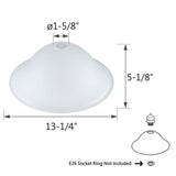 # 23144-11, Frosted Traditional Glass Shade for Medium Base Socket Torchiere Lamp, Swag Lamp and Pendant,13-1/4" Diameter x 5-1/8" Height.