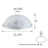 # 23150-11, Clear&Sandblasted/2 Tone Glass Shade for Medium Base Socket Torchiere Lamp, Swag Lamp,Pendant, Island Fixture.11-3/4" Diameter x 4" Height.