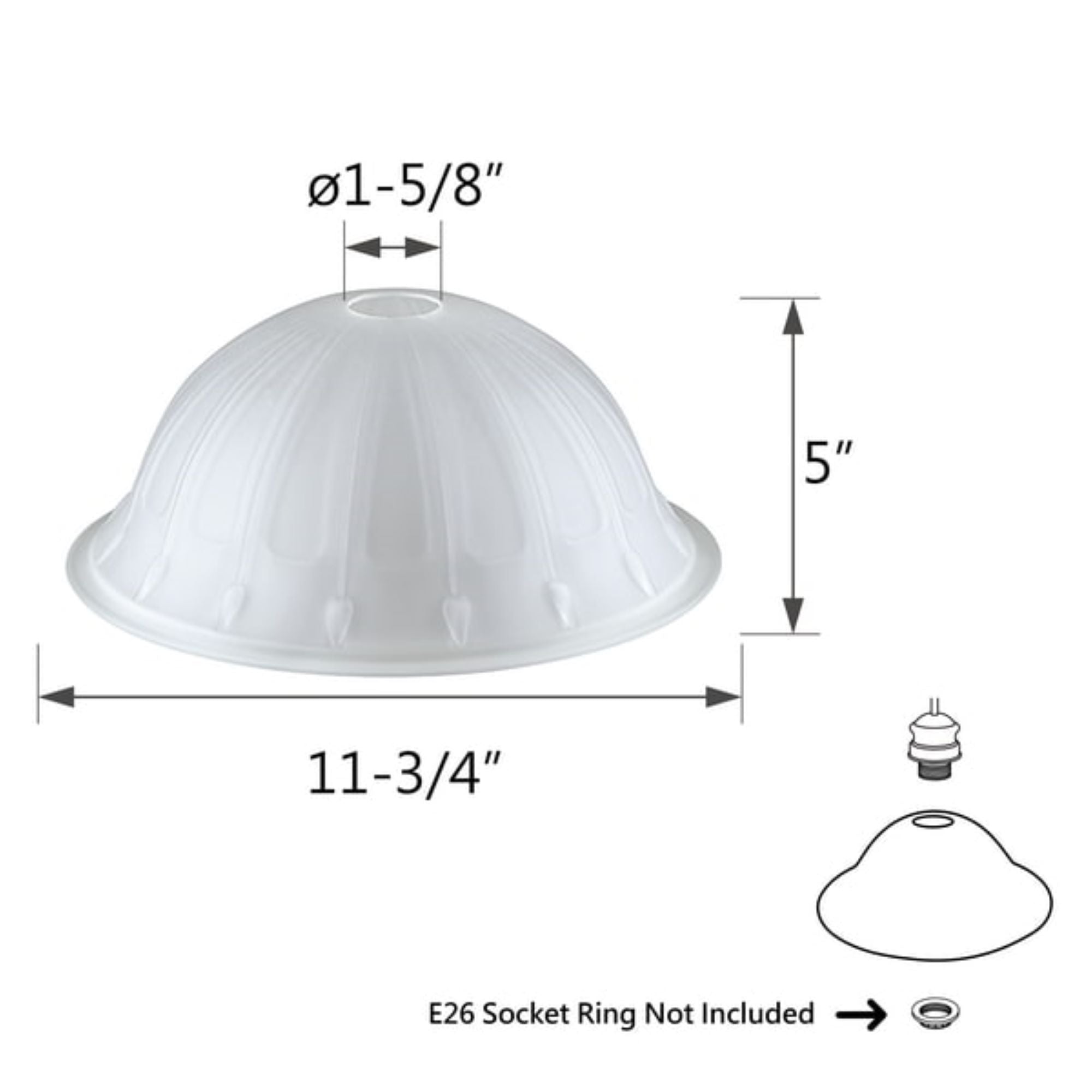 23153-11, Frosted Glass Shade for Medium Base Socket Torchiere