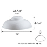 # 23501-01, Frosted Glass Shade for Medium Base Socket Torchiere Lamp, Swag Lamp and Pendant,14" Diameter x 4-3/4" Height.