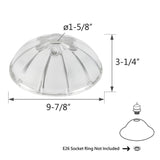 # 23507-01 Clear&Sandblasted/2 Tone Glass Shade for Medium Base Socket Torchiere Lamp, Swag Lamp ,Pendant, Island Fixture.9-7/8" Diameter x 3-1/4" Height.