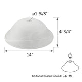 # 23510-11,Alabaster Glass Shade for Medium Base Socket Torchiere Lamp, Swag Lamp and Pendant,14" Diameter x 4-3/4" High.