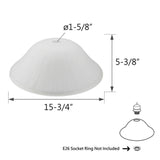 # 23511-11,Frosted Glass Shade for Medium Base Socket Torchiere Lamp, Swag Lamp and Pendant,15-3/4" Diameter x 5-3/8" High.