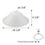 # 23513-11,Frosted Glass Shade for Medium Base Socket Torchiere Lamp, Swag Lamp and Pendant,18-1/8" Diameter x 6-1/8" High.