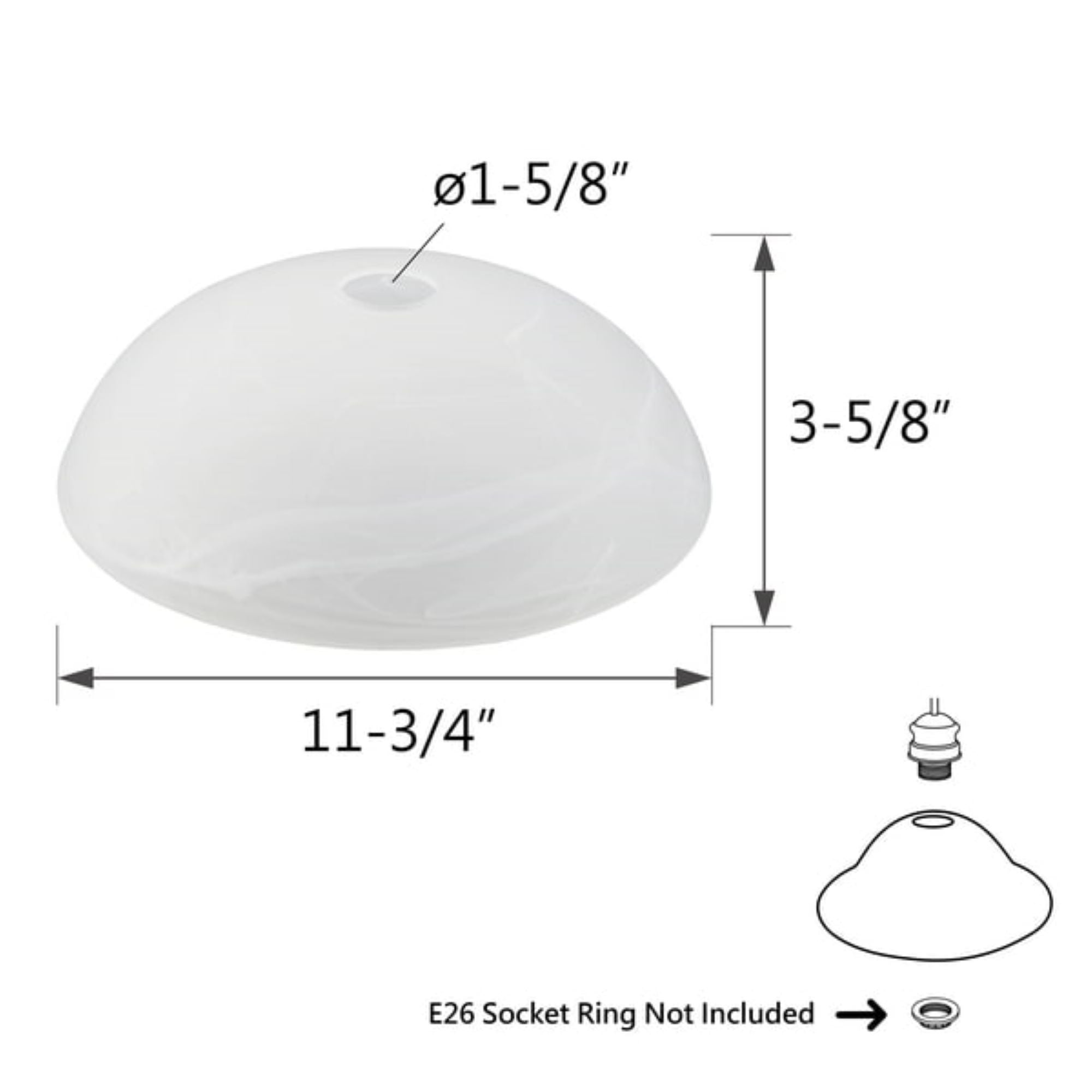 23515-11,Alabaster Glass Shade for Medium Base Socket Torchiere