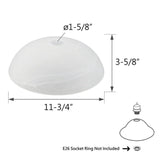 # 23515-11,Alabaster Glass Shade for Medium Base Socket Torchiere Lamp, Swag Lamp and Pendant,11-3/4" Diameter x 3-5/8" High.