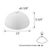 # 23516-11,Frosted/Fabric Painted Glass Shade for Medium Base Socket Torchiere Lamp, Swag Lamp and Pendant,13" Diameter x 5-3/4" High.
