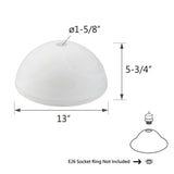# 23516-21,Albaster Glass Shade for Medium Base Socket Torchiere Lamp, Swag Lamp and Pendant,13" Diameter x 5-3/4" High.