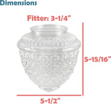 # 23602-01, Clear Pineapple Glass Shade For Lighting fixture/Pendant/Wall Lamp, 5-1/2"Dia x 5-15/16"H / Fitter 3-1/4