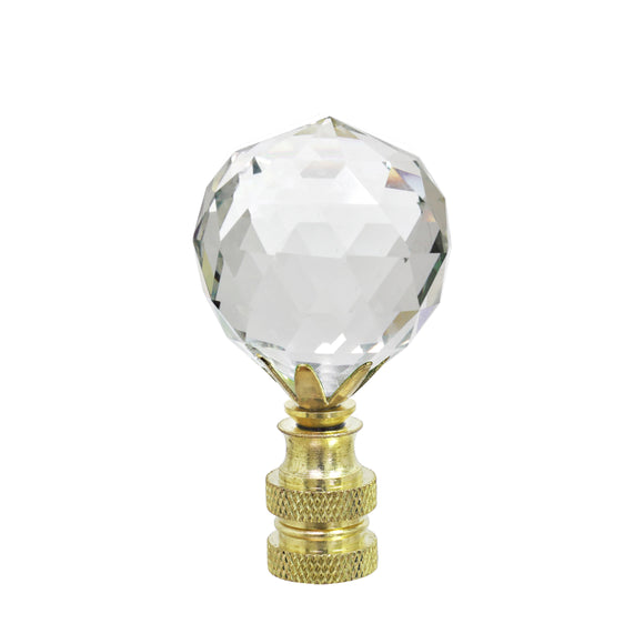 # 24007-11, 1 Pack, Clear Faceted Crystal Lamp Finial in Brass Plated Finish, 2 1/4